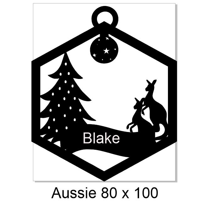 Custom name Aussie 100 x 80 mm Christmas decoration